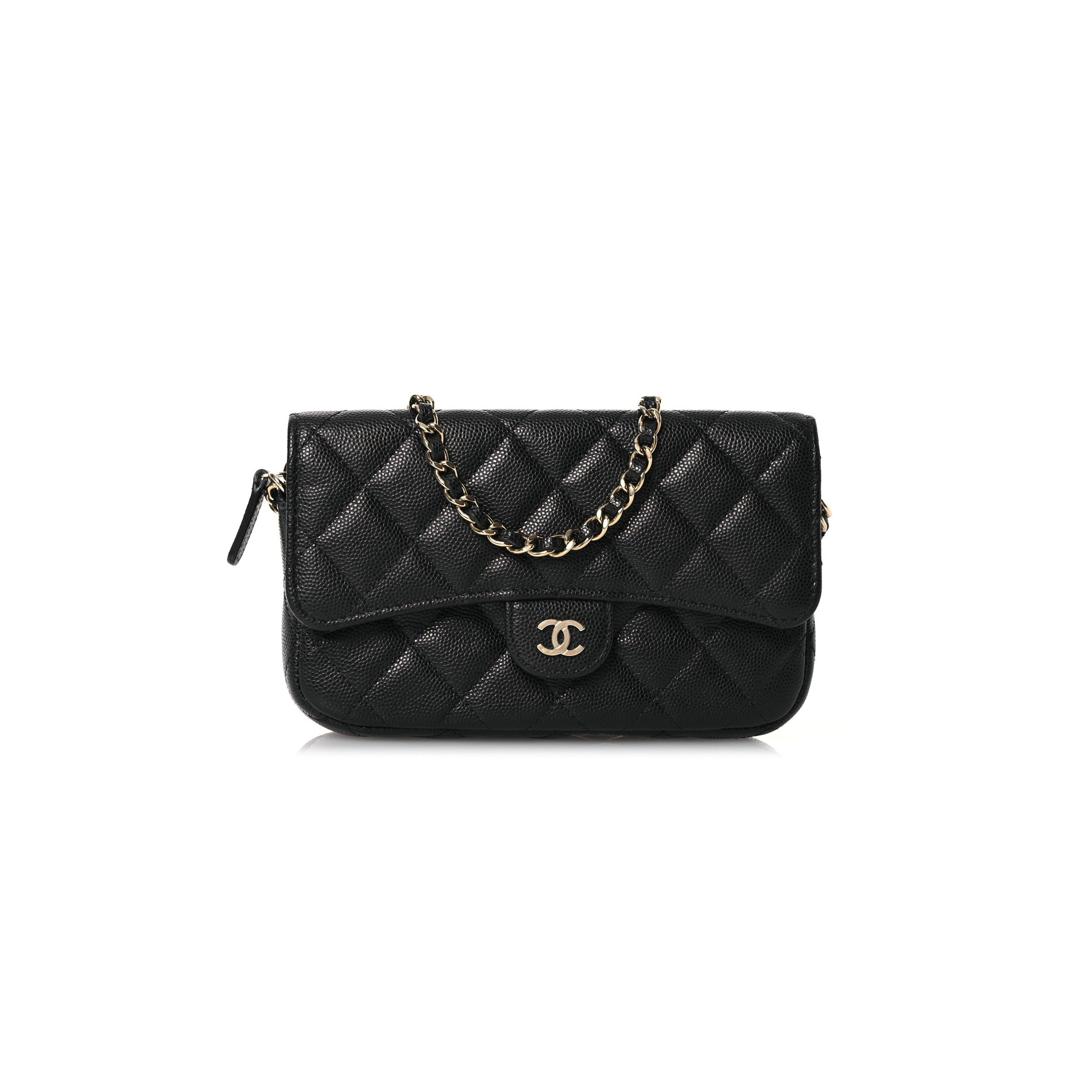 Ch*el caviar quilted flap phone holder with chain black 1573060 (17*11*4cm)